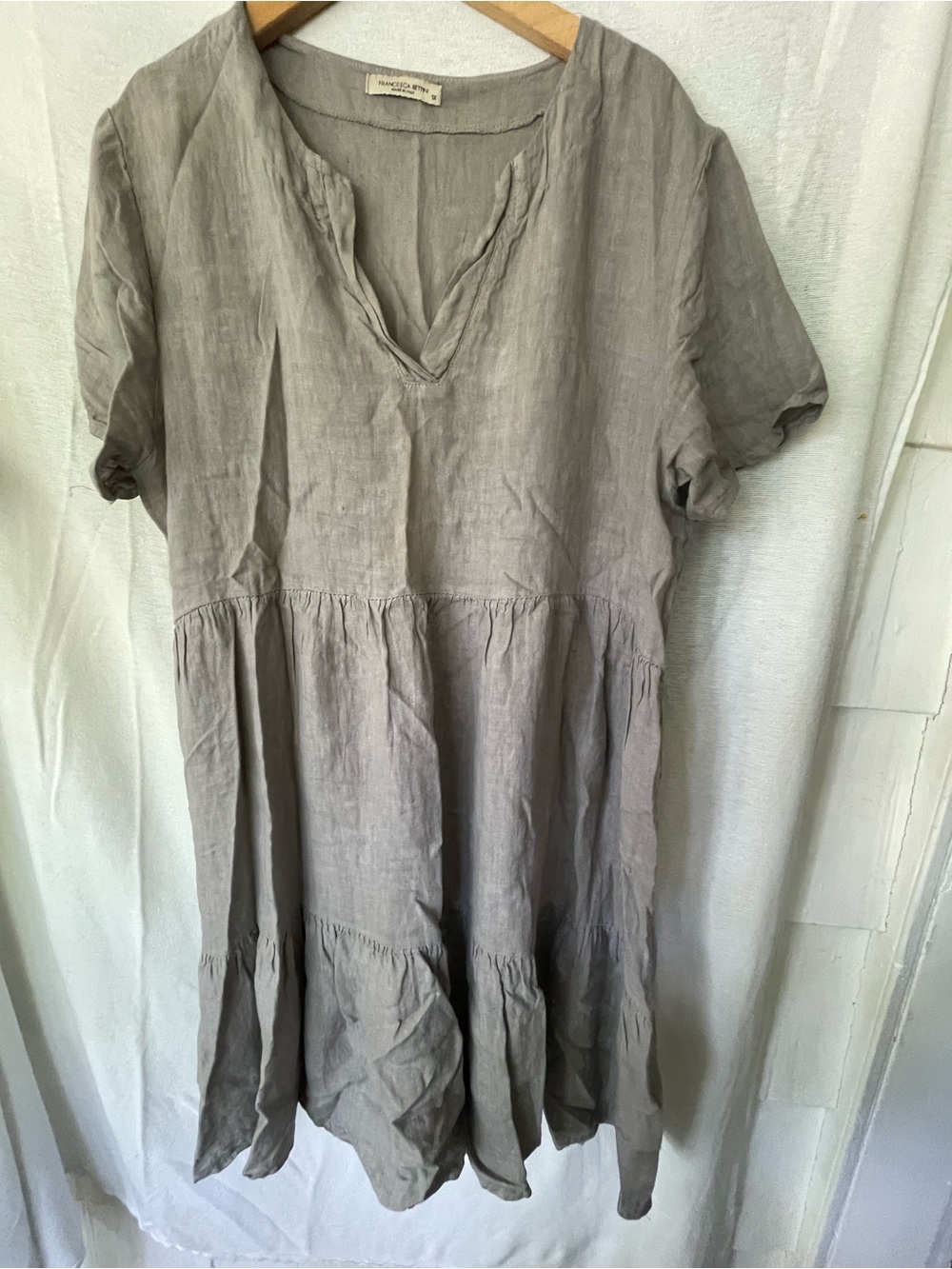 Francesca Bettini 100% Linen Beige Maxi Dress Made in Italy 1X - Picture 2 of 8